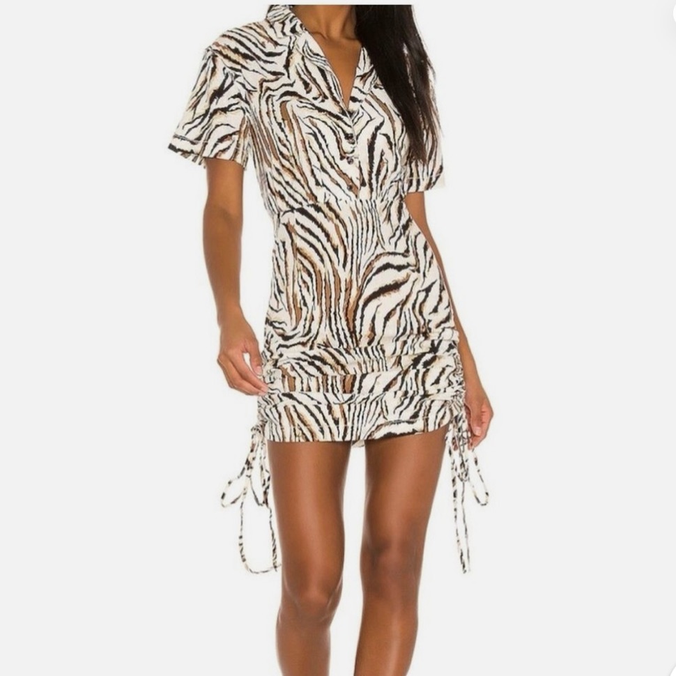 L'academie Zebra Patterned Shirt Dress